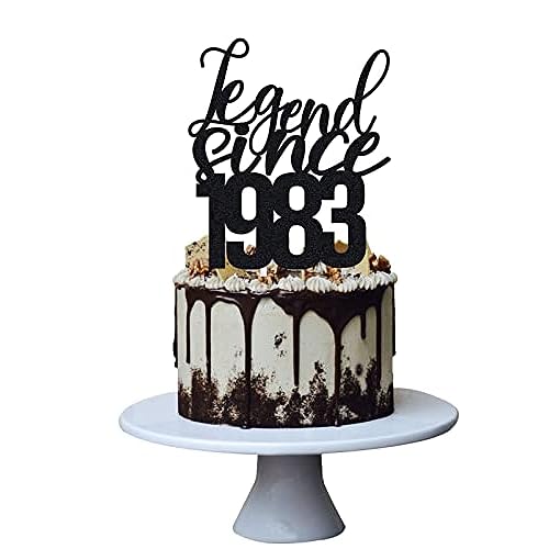 Legend Since 1983 Cake Topper Black Glitter