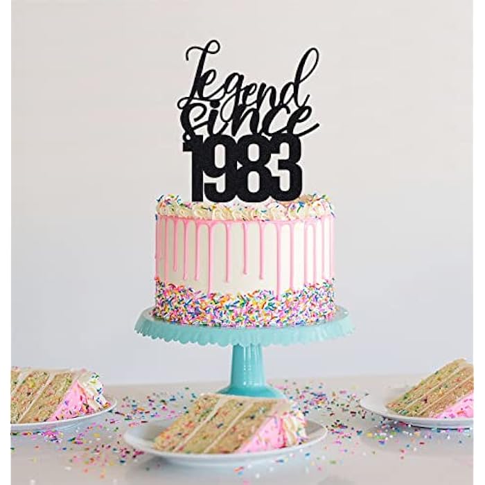 Legend Since 1983 Cake Topper Black Glitter