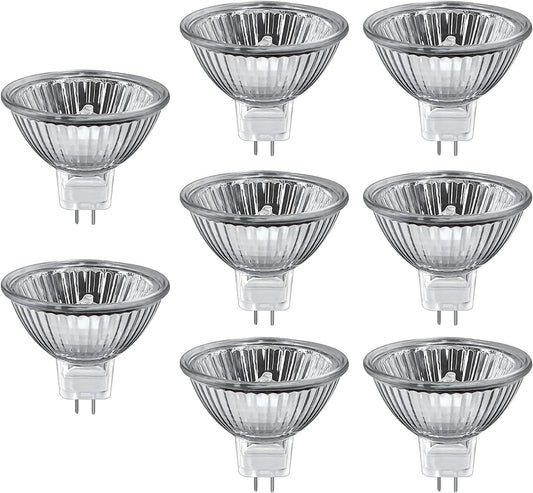 8x 50W MR16 Halogen Bulbs Dimmable 12V Gu5.3 Spotlight Bulb 2 Pin Warm White
