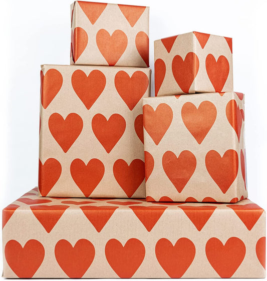 Red Heart Kraft Brown Wrapping Paper 6 Sheets 50x70cm