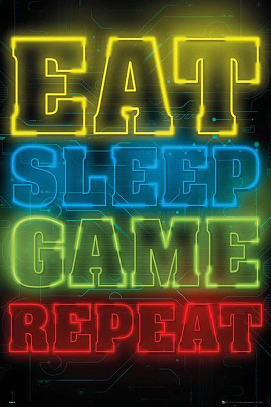 Eat Sleep Game Repeat Gaming Maxi Poster 61x91.5cm