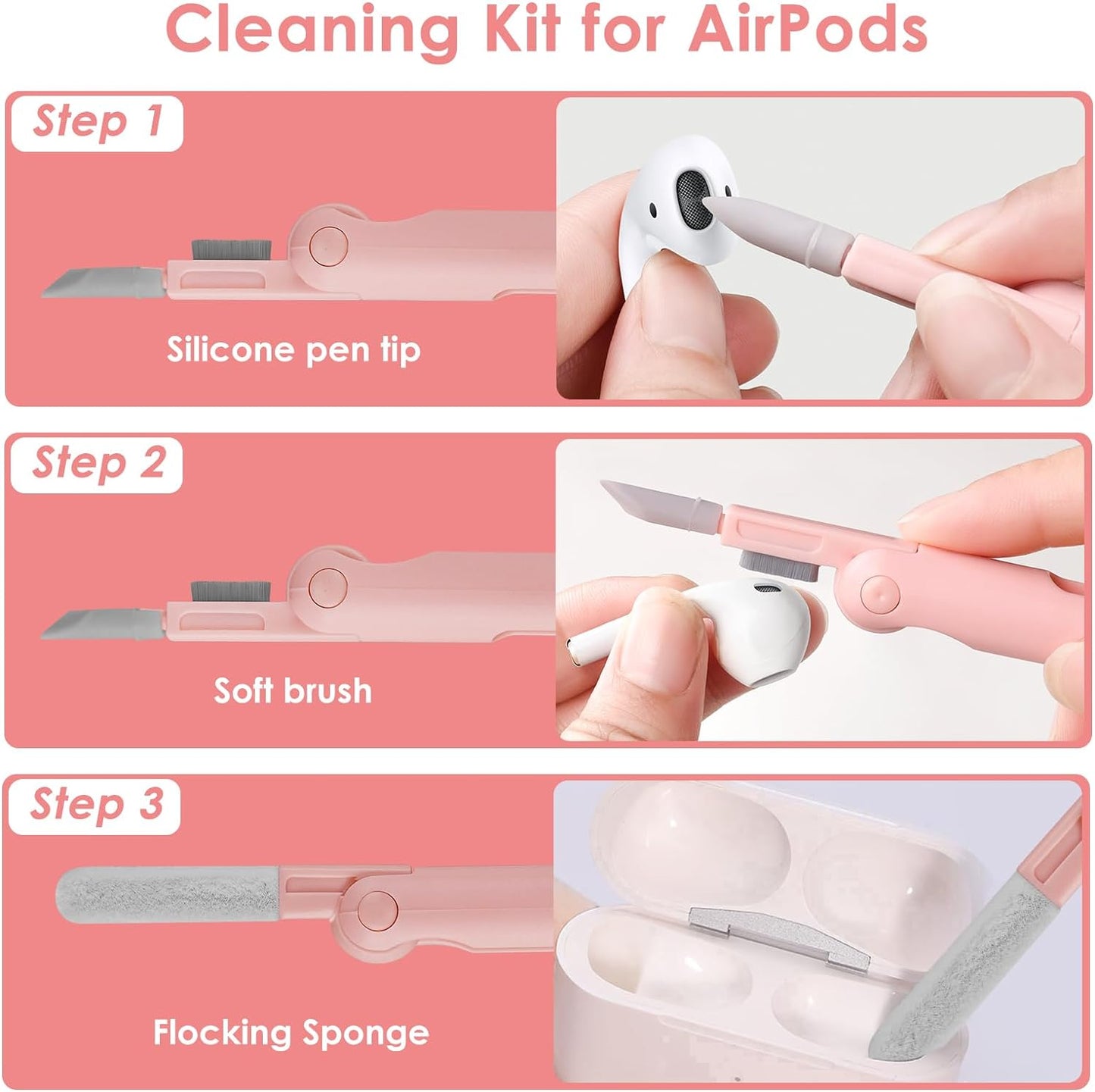 7 in 1 Cleaning Brush Airpod Keyboard Electronics Cleaning Kit - Pink