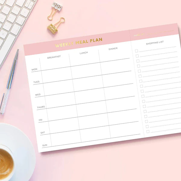 Sweetzer & Orange Weekly Meal Planner & Shopping List Notepad Pink 25cm x 18cm