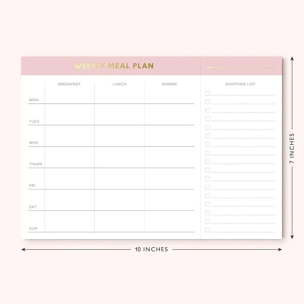 Sweetzer & Orange Weekly Meal Planner & Shopping List Notepad Pink 25cm x 18cm