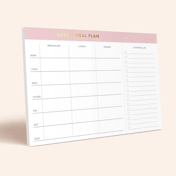 Sweetzer & Orange Weekly Meal Planner & Shopping List Notepad Pink 25cm x 18cm