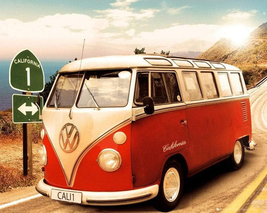 VW Camper Route One Mini Poster 50x40cm