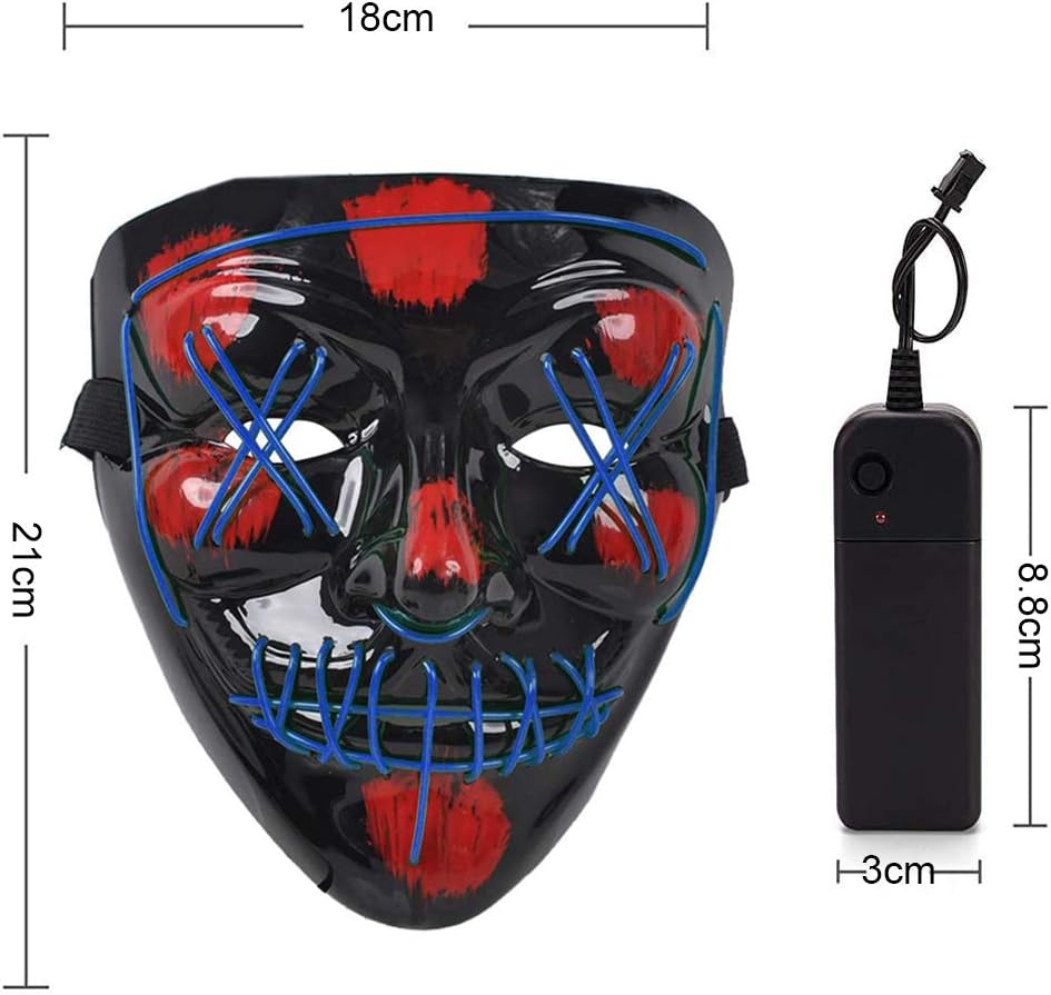 Purge Mask LED Light Up Mask Costume Cosplay Festival Party - Blue Lights