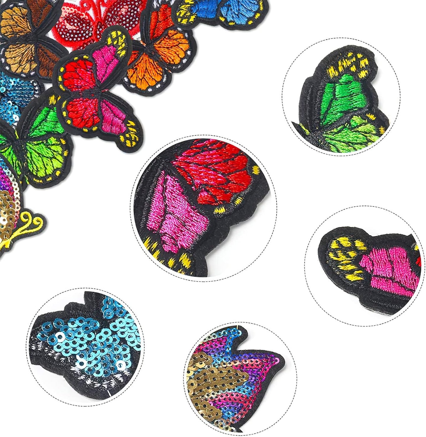 16 Pack Butterfly Iron On Patches Embroidered For DIY