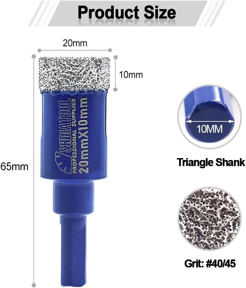 SHDIATOOL Diamond Drill Core Bit 20mm x 10mm