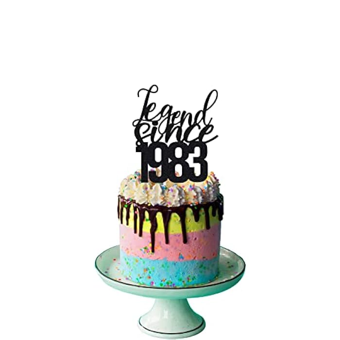 Legend Since 1983 Cake Topper Black Glitter