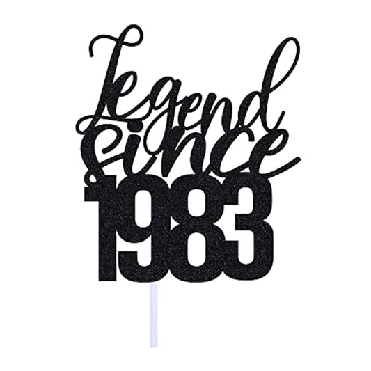 Legend Since 1983 Cake Topper Black Glitter