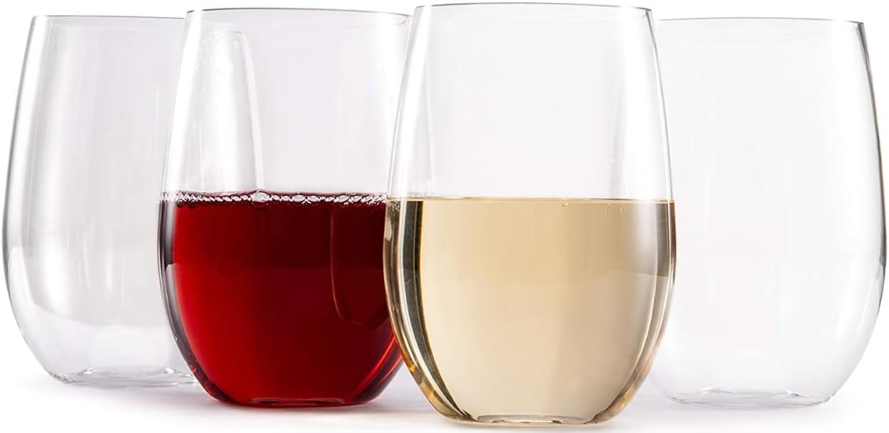 4x Hotder Stemless Plastic Wine Glasses 20oz Unbreakable