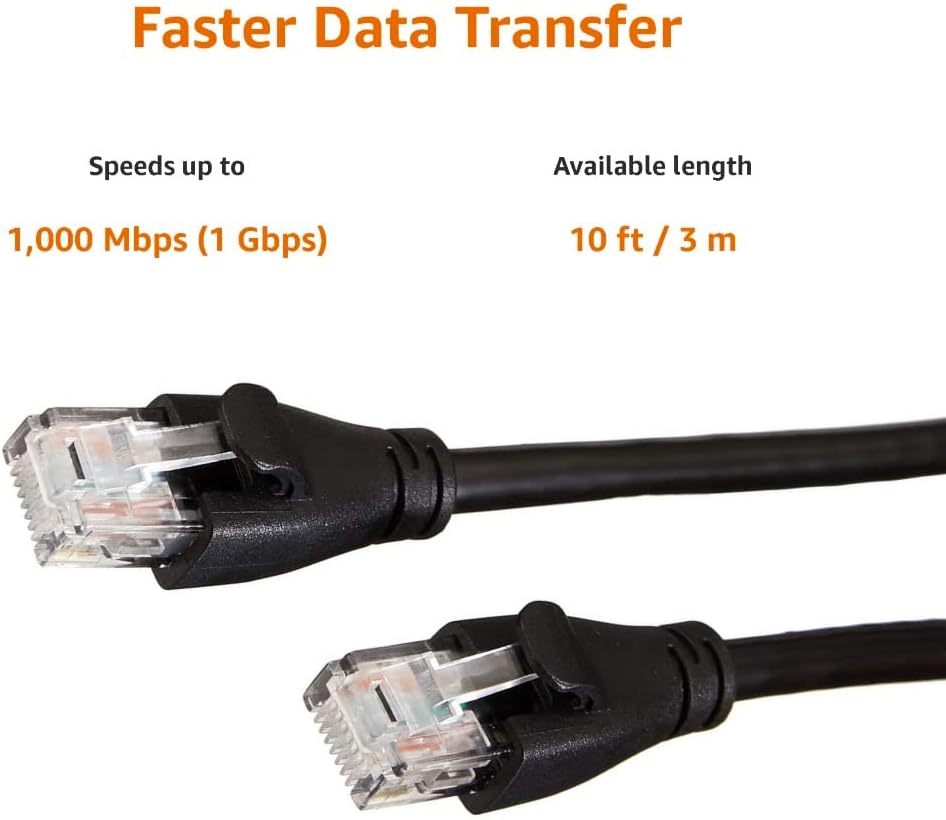 3m Amazon Basics RJ45 CAT6 Ethernet LAN Patch Cable 1000 Mbps (1 Gbps) Black