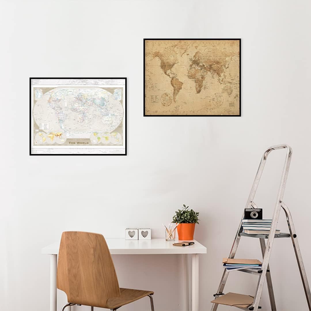 World Maps Triple Projection Mini Poster 50x40cm