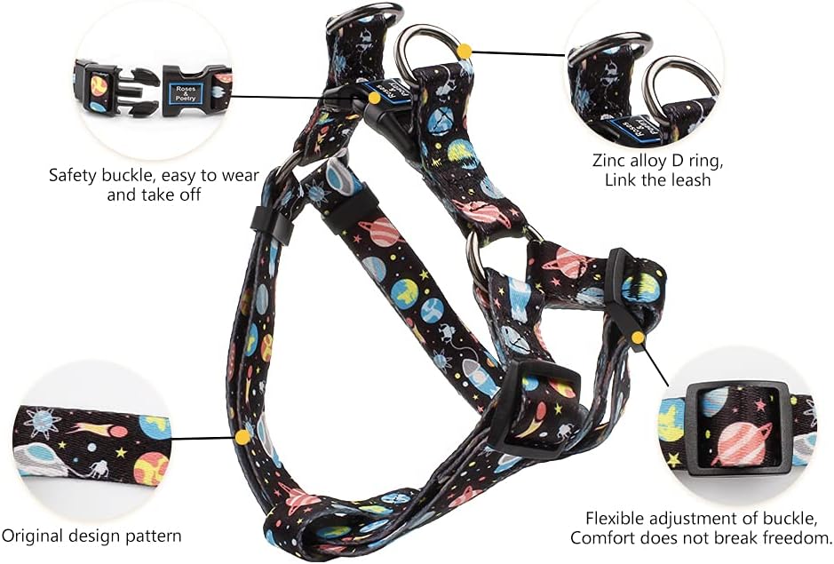 Planet & Star Dog Harness & Lead Set Size Large