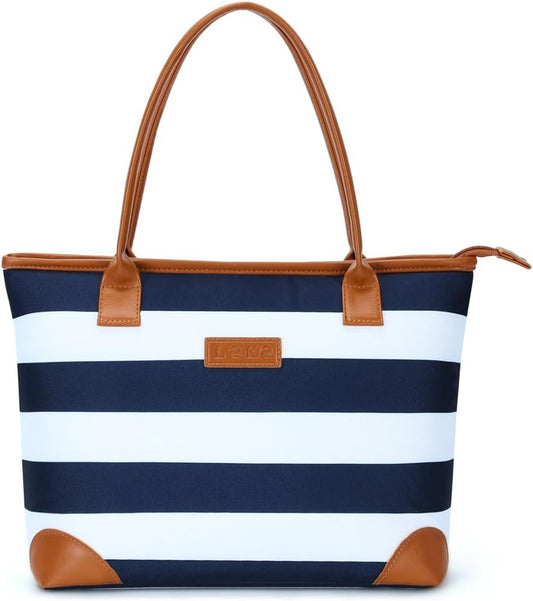 Insulated Lunch Tote Bag Cool Bag - Navy Stripe - 15L