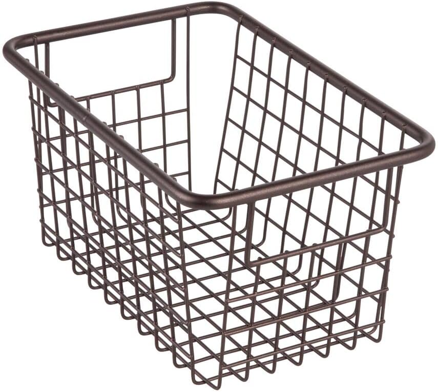 8x mDesign Metal Storage Basket with Handles Rust-Proof Heavy Duty 26cm x 15.9cm