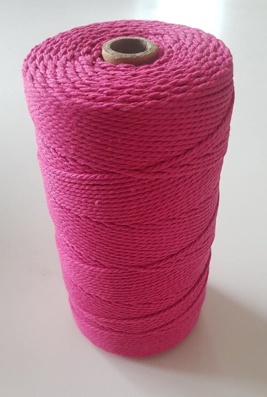 2mm x 300m Pink Macrame Cord 3-Strand