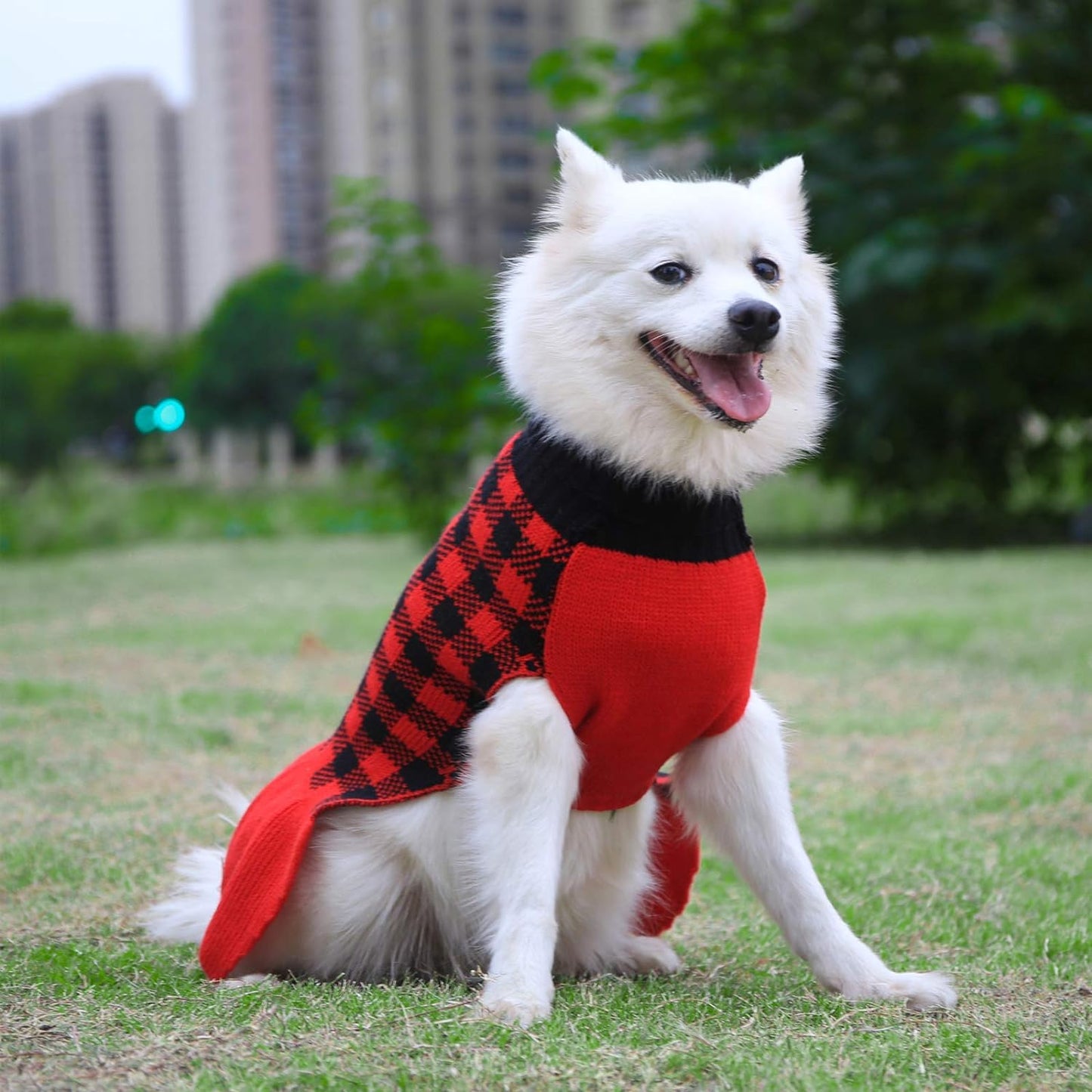 Size XL 60-65cm Red/Black Dog Jumper