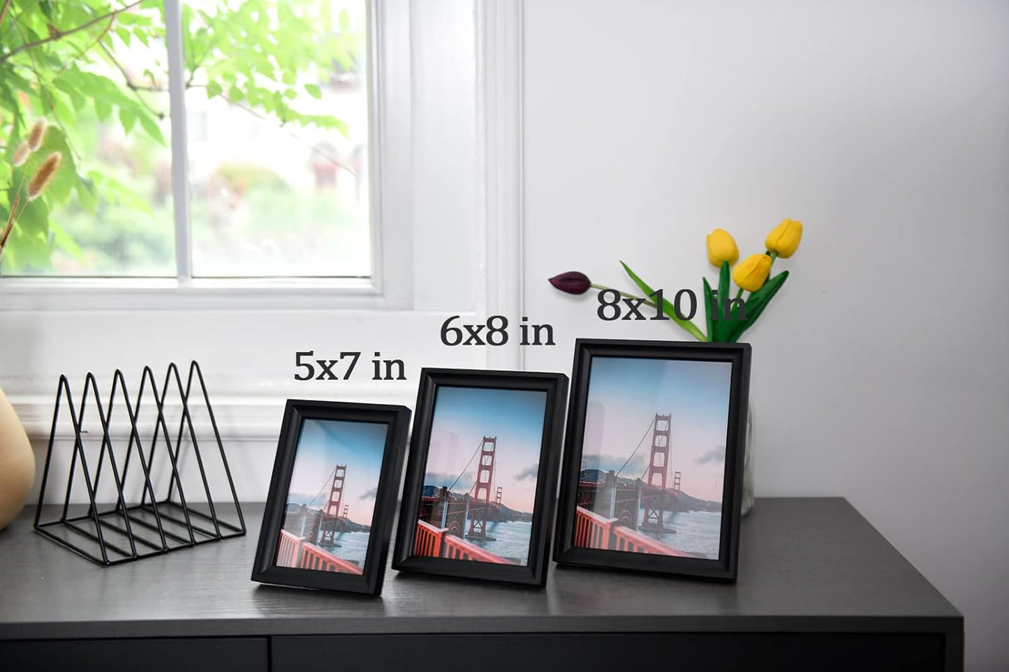 4x 8x10" Black Photo Frame Wooden With Glass Front