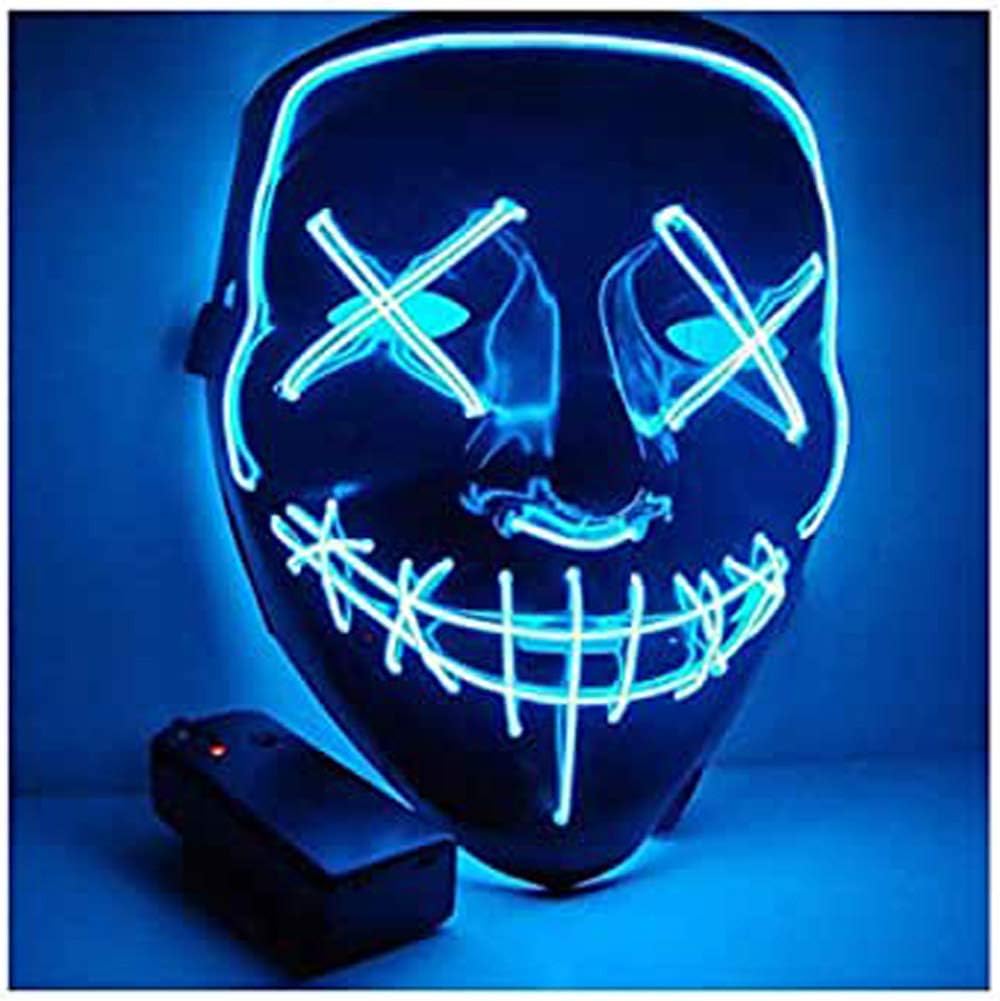 Purge Mask LED Light Up Mask Costume Cosplay Festival Party - Blue Lights