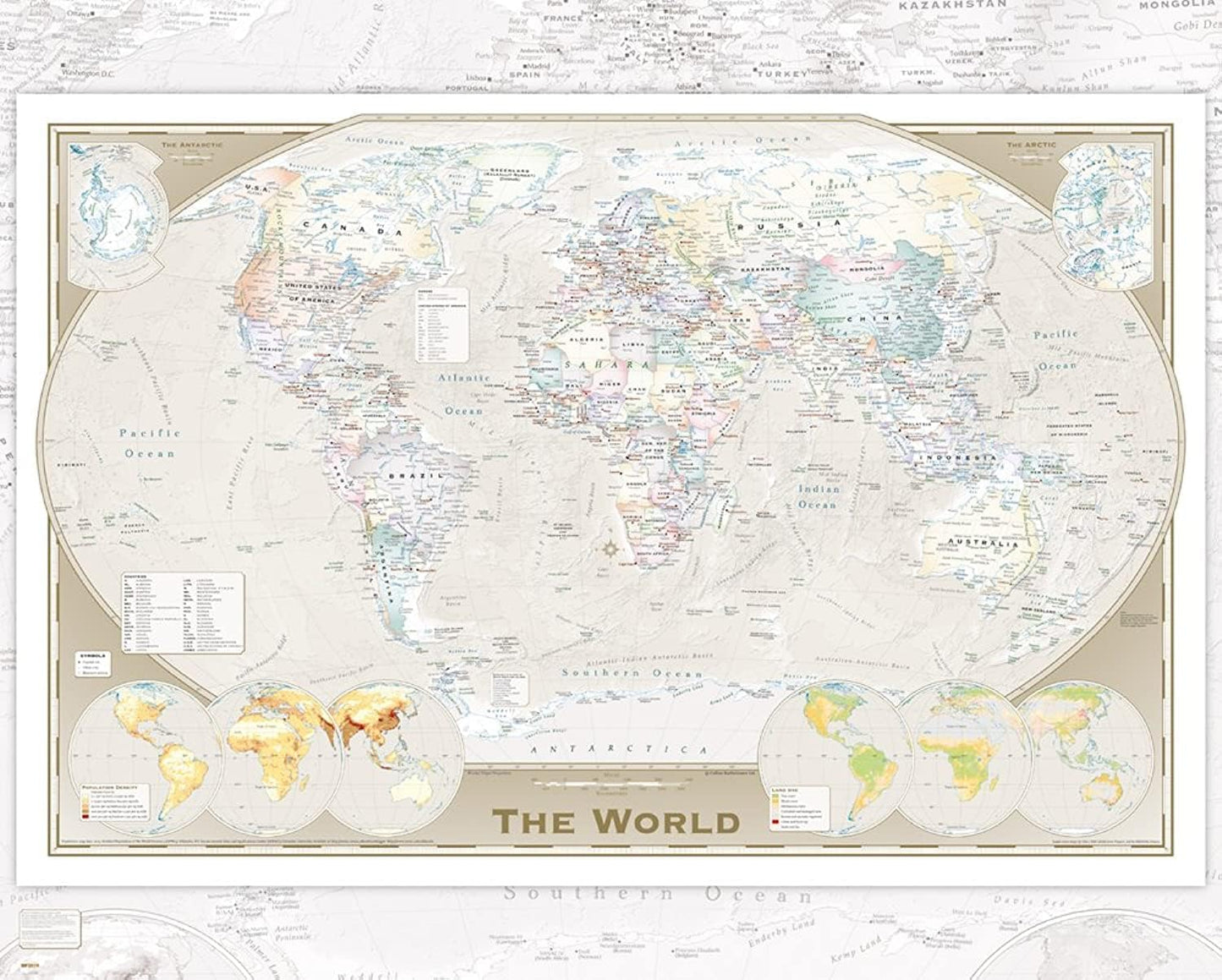 World Maps Triple Projection Mini Poster 50x40cm