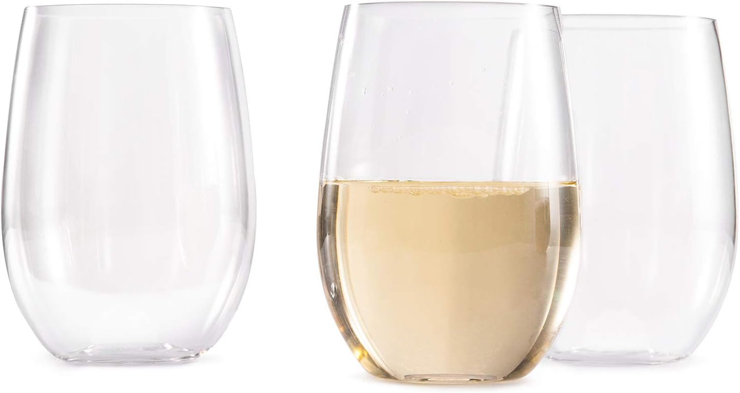 4x Hotder Stemless Plastic Wine Glasses 20oz Unbreakable