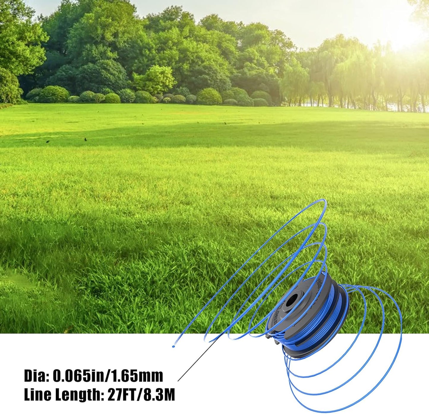 4x Line String Trimmer Spool 1.65mm dia Double Line 8.3m Long