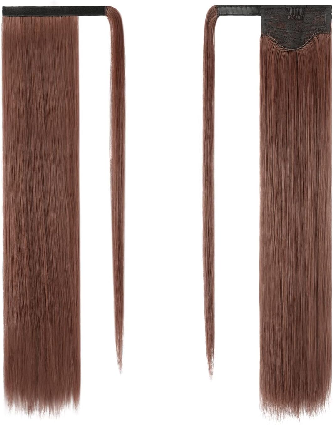 Straight Long Wrap Around Ponytail Extension 28" Brown 30/33# - Synthetic Hair