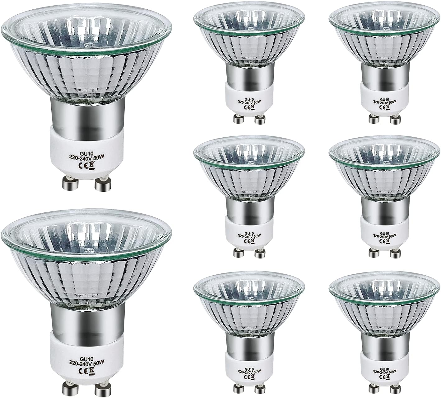 8x 50W GU10 Halogen Bulbs Dimmable Spotlight Bulb 2 Pin Warm White 700lm 2800K