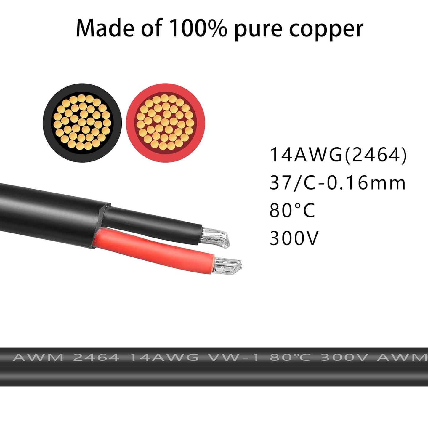 1m 14AWG SAE Connector Extension Cable 2 Pin Quick Disconnect Plug