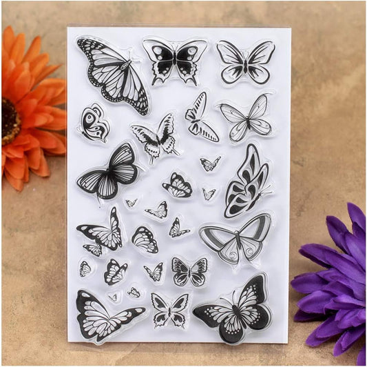 Kwan Crafts Butterfly Clear Stamps for Card Making Decoration & DIY Scrapbooking