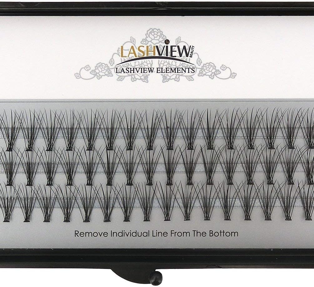 LASHVIEW False Eyelashes 0.10mm 10 Root 12mm Length Soft Grafting C Curl 60 Pack