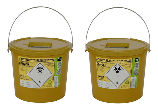 Pack of 2 Munitech Sharps Bin 7L Yellow Container for Needle Disposal