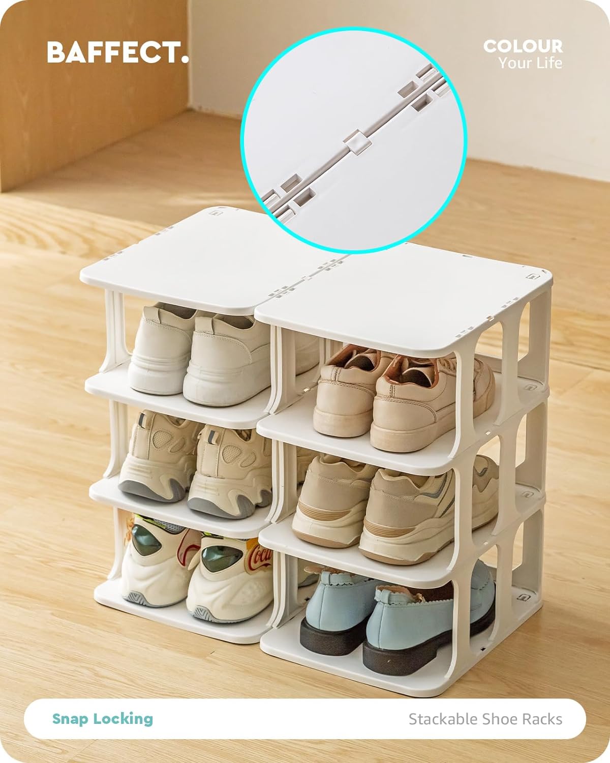 Stackable on sale shoe rack