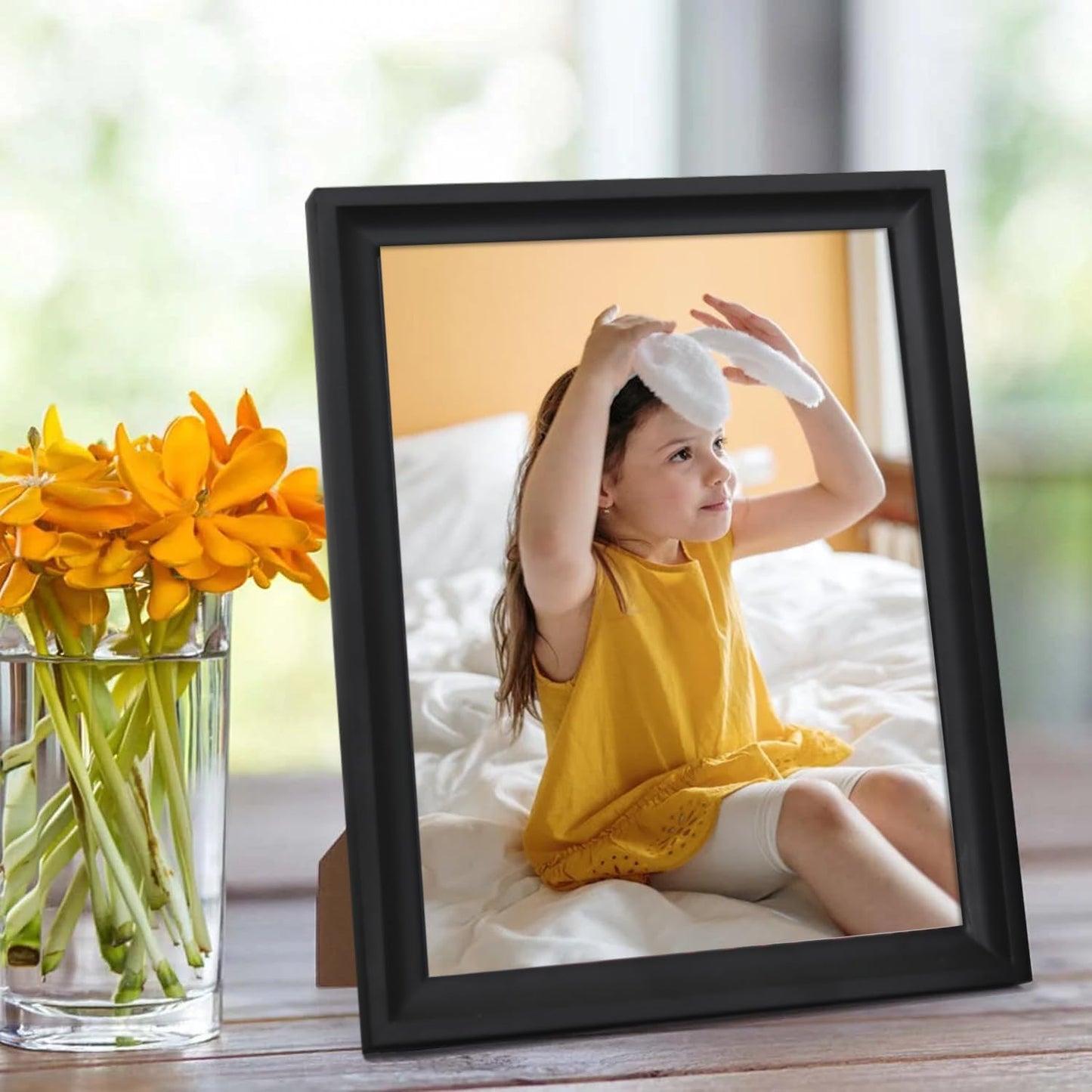 4x 8x10" Black Photo Frame Wooden With Glass Front