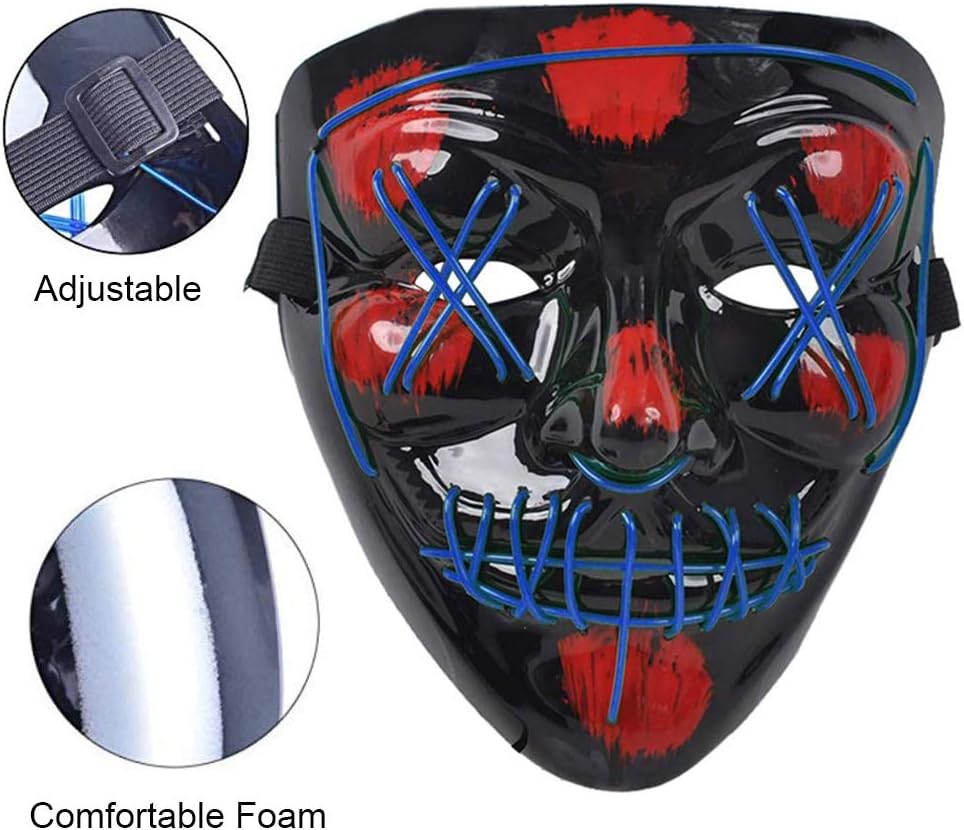 Purge Mask LED Light Up Mask Costume Cosplay Festival Party - Blue Lights