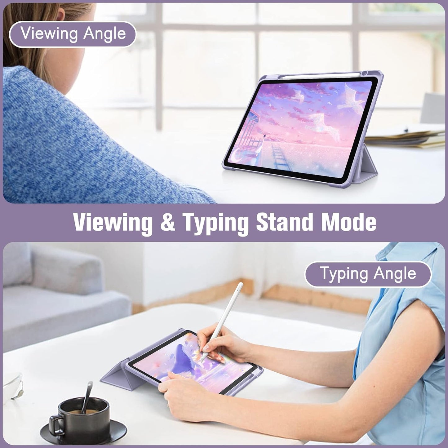 Lilac Purple Hybrid Case Compatible with iPad Air 5th & 4th Gen 2020-2022 10.9"