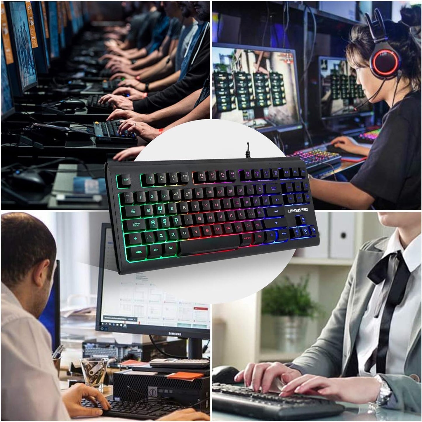 Rainbow LED Backlit 88 Key Gaming Keyboard USB - UK