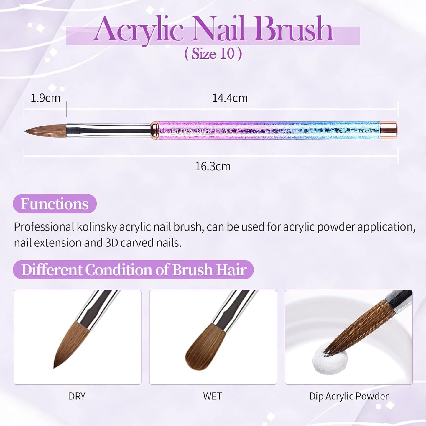 BORN PRETTY Acrylic Nail Brush 10mm