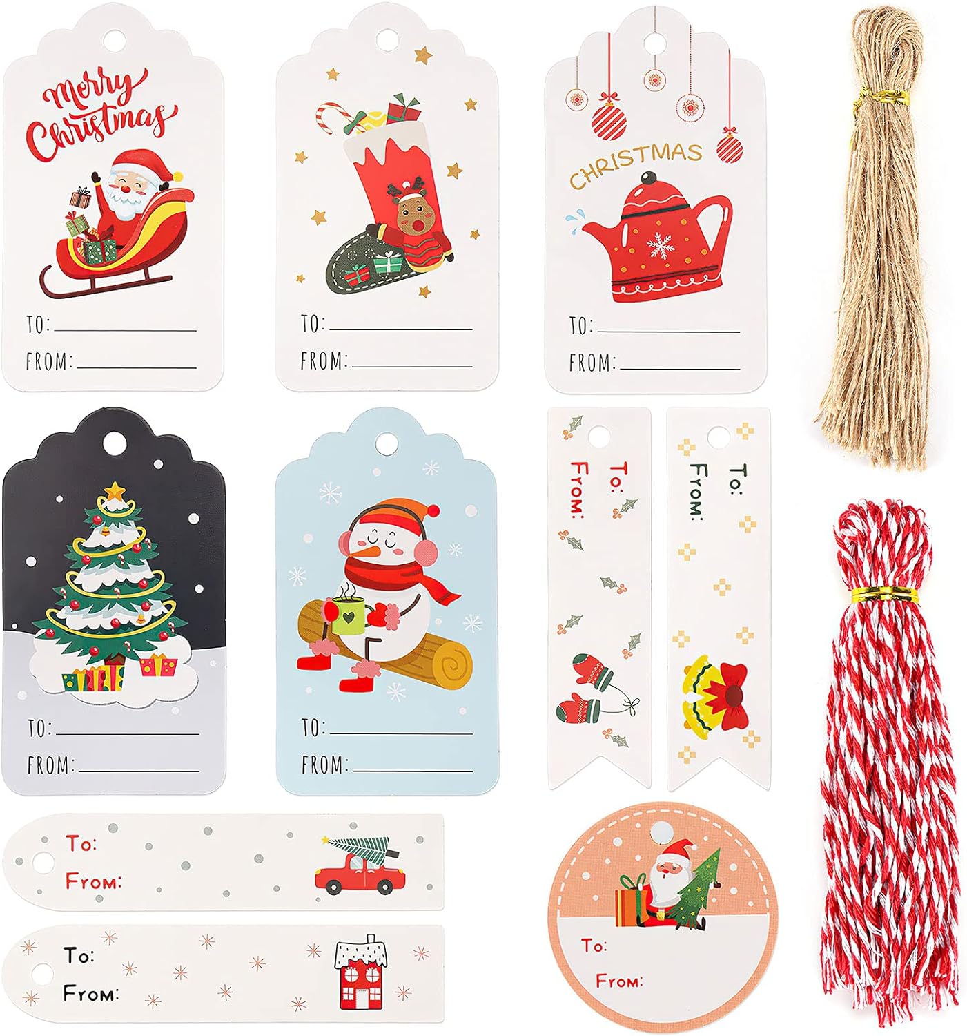 100x Christmas Gift Tags & String