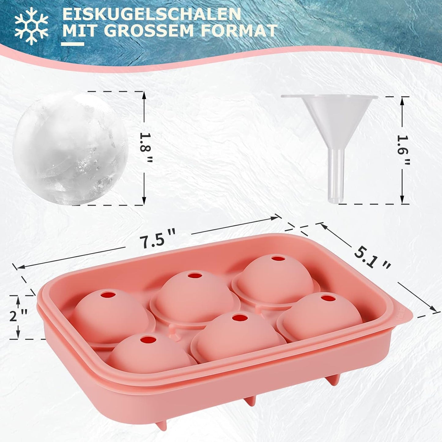 3x Silicone Ice Cube Ball Tray Moulds