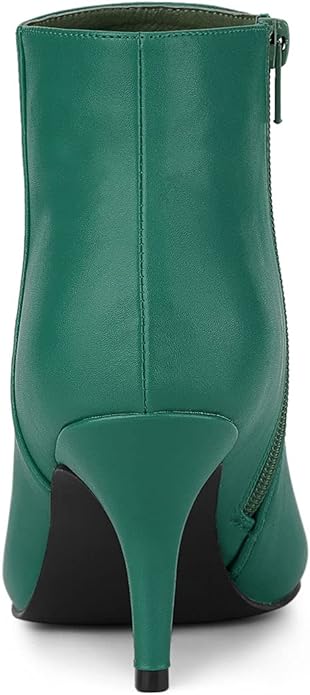 Allegra K Women's Pointed Toe Zipper Stiletto Heel Ankle Boots Green UK Size 7