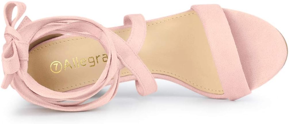 Allegra K Women's Lace Up Block Heels Sandals - Pink - UK Size 5