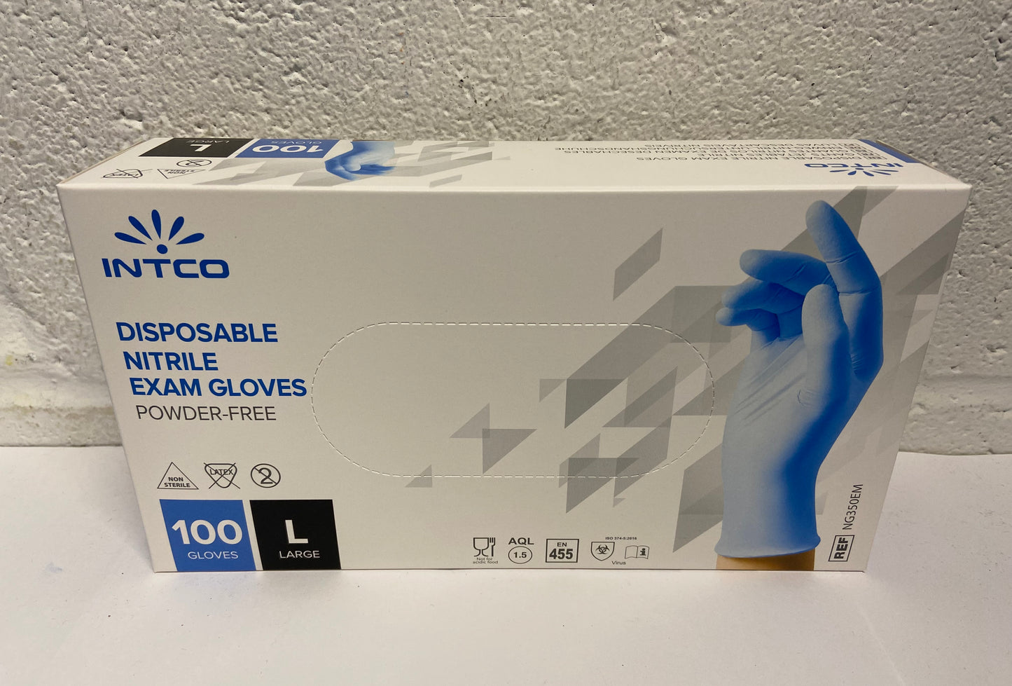 4x Intco Disposable Nitrile Powder Free Exam Gloves Blue Size Large - 400 Total