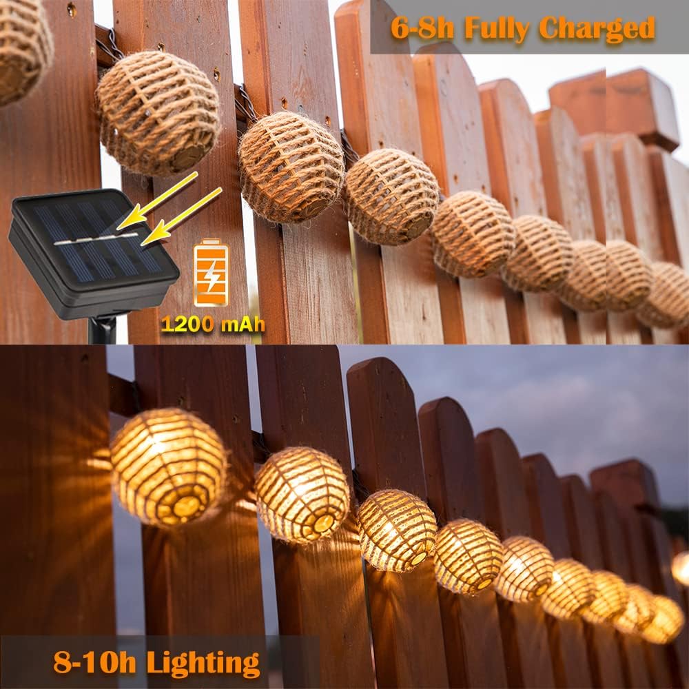 Garden Solar Powered Waterproof String Ball Lights 10 LEDs 3.6M Warm White