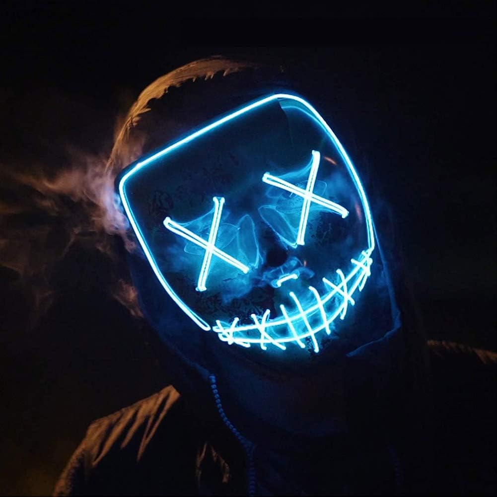 Purge Mask LED Light Up Mask Costume Cosplay Festival Party - Blue Lights