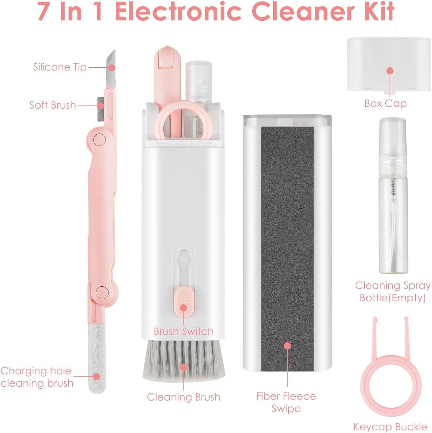 7 in 1 Cleaning Brush Airpod Keyboard Electronics Cleaning Kit - Pink