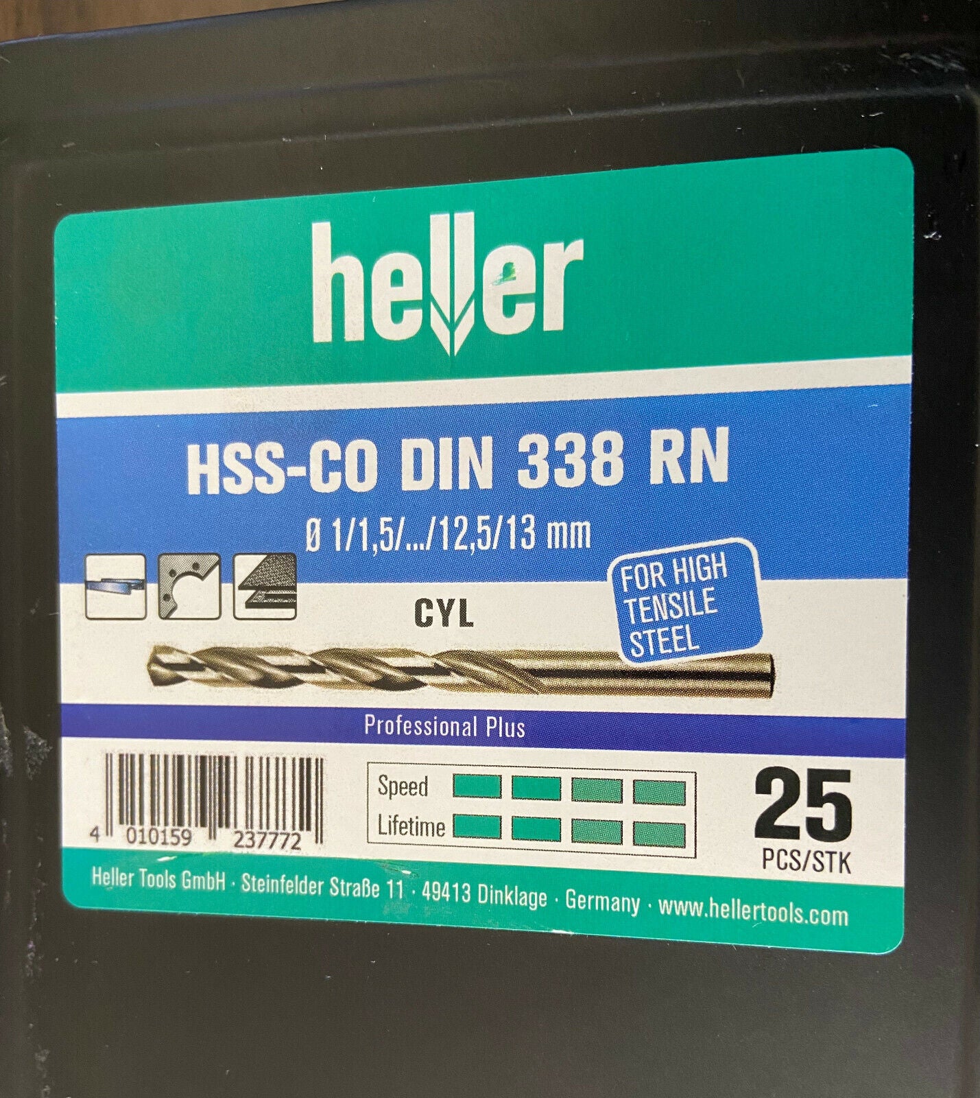 Heller 25 Piece HSS Cobalt Metal Drill Bit Set